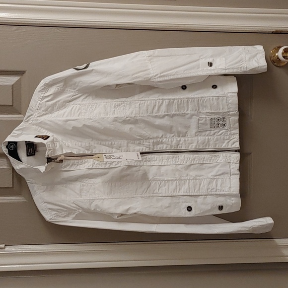 G-Star Jackets & Blazers - NEW Women's G-Star Raw Originals 3301 White Denim Biker Utility Jacket